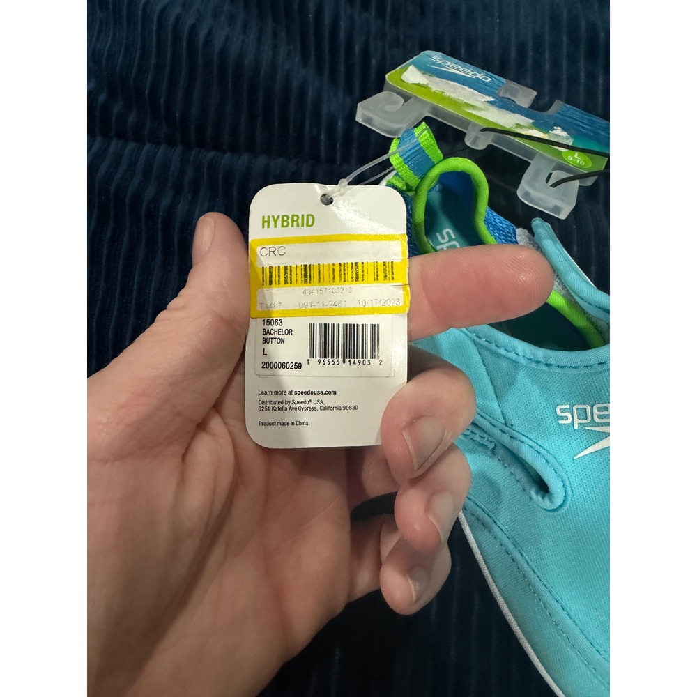 Speedo Boys Hybrid Water Shoes Bachelor Button Blue Green Size L 9-10 NEW - Picture 6 of 9